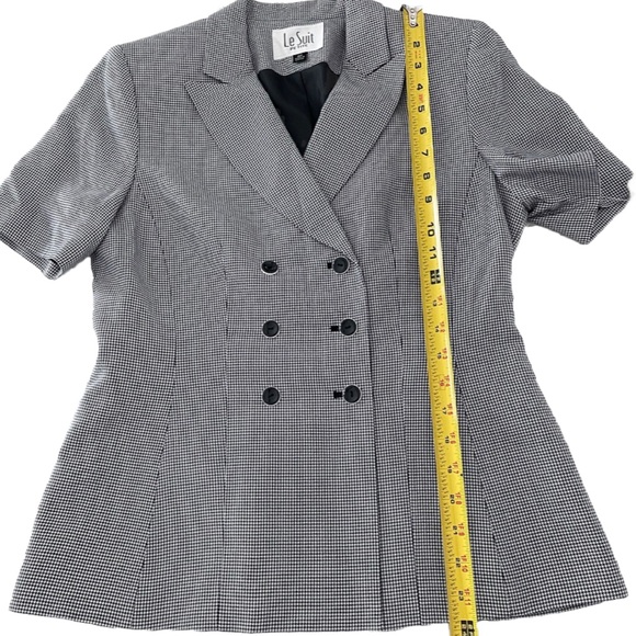 Le Suit Petite Blazer Women’s 6P Black White Houndstooth Short Sleeve NWT $200 - Picture 5 of 8